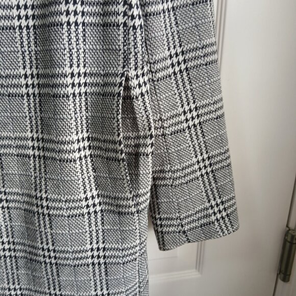 Zara Man Black and White Plaid Mid Length Trench Coat Size Medium - Picture 2 of 11